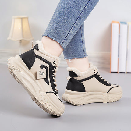2025 New Winter Velvet Warm Cotton Shoes, Wear-Resistant and Heightening Casual Shoes, Thick-Soled Non-Slip Women's High-Top Dad Shoes
