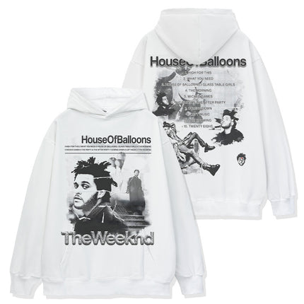 Cross-border American hip-hop potted brother The Weeknd printed short sleeve t-shirt loose crew neck hooded sweater wholesale