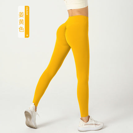 European and American Peach Naked Yoga Pants Women's Ins High Waist Hip-lifting Chrysanthemum Sports Tight Pants Sexy Cycling Fitness Pants