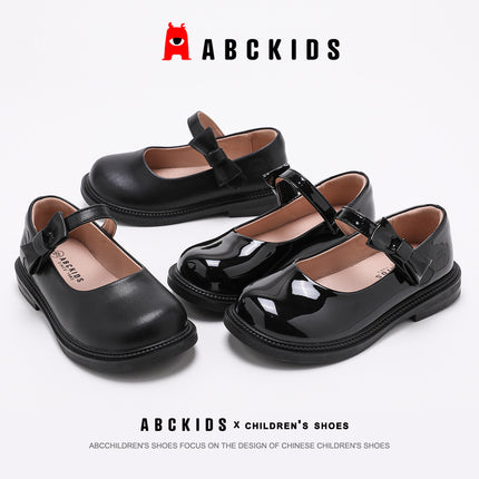 abckids children girls 2025 spring new shoes versatile performance shoes black fashion princess shoes leather shoes