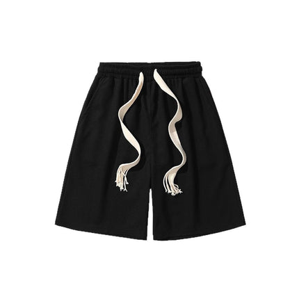 Black Sports Shorts for Women, Summer Thin High-Waisted Casual Straight Mid-Length Loose Wide-Leg Cool Five-Point Shorts