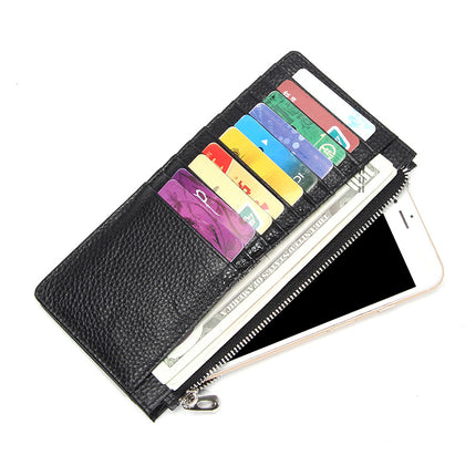 Genuine Leather women's wallet long foreign trade Japanese multi-card card holder first layer cowhide zipper handbag long wallet