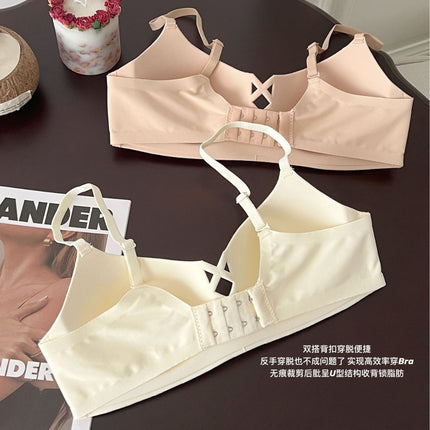 Traceless Underwear Women's Half Cup Thin Anti-sagging Upper Bra Push-up Bra Small Chest Gap Non-rimless Tube-top Cross-border