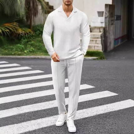 2024 Europe and the United States cross-border Amazon new waffle sports casual long sleeve solid color pants two-piece set
