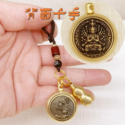 A generation of 12 zodiac Buddha patron saint turn key chain pendant fortune into the eight patron saint of treasure gourd