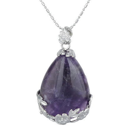 Elegant Elegant Silver Alloy Torus Crystal Pendant Drop Shape Natural Crystal Craft Necklace Pendant