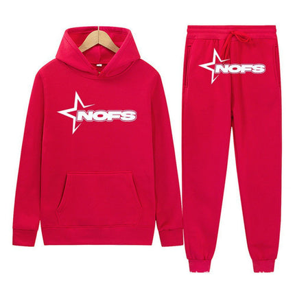 Y2K New Long Sleeve Noes Hoodie Suit Sweatshirt Two-Piece Punk Band Rock Clothing Streetwear