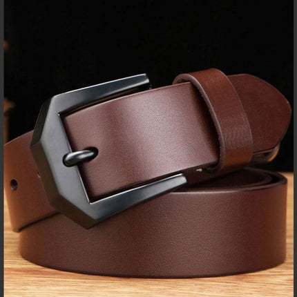 Vintage Belt Men's Genuine Leather Casual Business Simple Cowhide Belt Men's Young and Middle-aged Fashionable All-match Pin Buckle Belt
