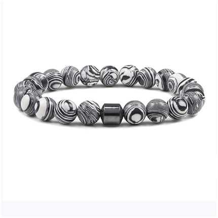 Foreign Trade Hot Selling Fashion Ladies Bracelet 8mm Malachite Beaded Bracelet Jewelry Women's Elastic Bracelet Chain Jewelry