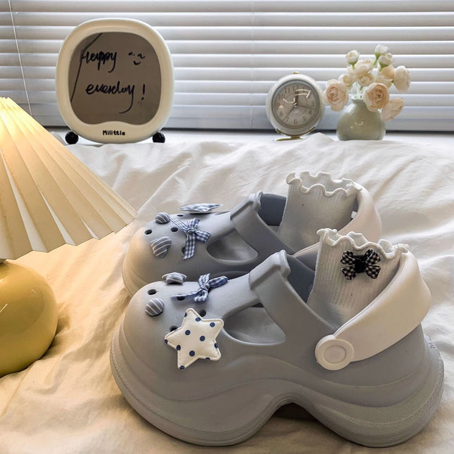 Thickened and Comfortable Princess Style High Heel Cave Shoes Explosive Vintage Office Wear-resistant Thickened Cute Slippers for Women