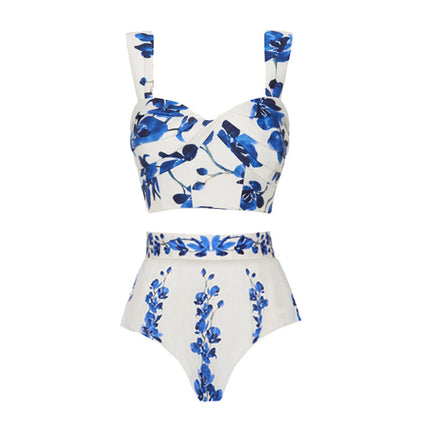 2025 Cross-Border European and American Long-Sleeved Sun Protection Swimsuit Floral Beach Vacation Split New Beach Skirt Suit 25325