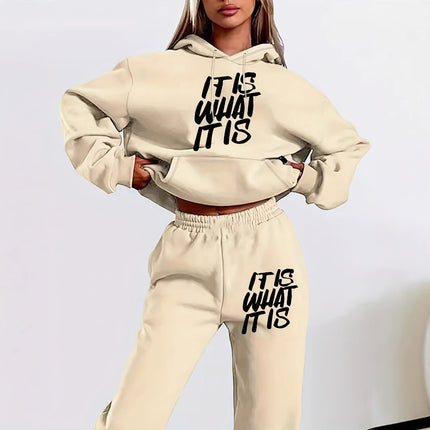 2024 Amazon Letter Print Casual Women's Sweatshirt Set Autumn Long Sleeve Hooded Sweatshirts Easiest for Match