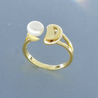 No fading 5807 golden natural freshwater pearl ring