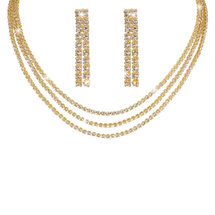 Europe and the United States cross-border hot diamond sparkling necklace earrings two-piece wedding dress accessories fashion jewelry suit