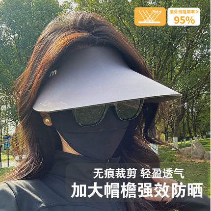 Big-brimmed Hat Empty-top Women's Sunscreen Hat Summer Face-shading Unmarked Sun Hat UV-proof Hat Outdoor Cycling