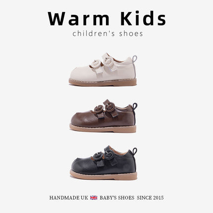 Genuine Leather Girls' Small Leather Shoes 2025 Spring and Autumn Round-Toe Princess White Soft-Soled Toddler Shoes for Girls and Children