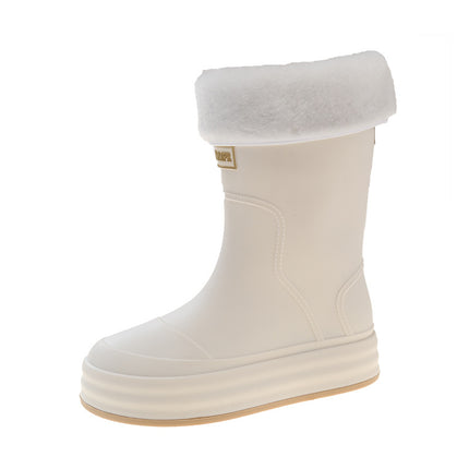 New Fashion Rain Boots Women's Outer Wear Middle Tube Non-slip Rain Boots Student Fashion Lightweight Waterproof Shoes Thick Sole Outdoor Rubber Shoes