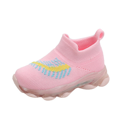 Spring LED lights men's and women's children's shoes factory direct breathable fly woven socks shoes luminous sports shoes spot