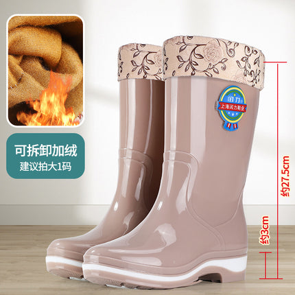 Rain Boots Mid-Calf Women's Outdoor Fashionable Water Shoes Non-Slip Waterproof Boots Lightweight Comfortable Rubber Shoes Thickened Wear-Resistant Rain Boots for Women