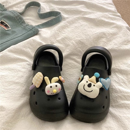 Croc Shoes for Women to Wear Outside in Summer, Comfortable, Fashionable and Versatile for Home, Cartoon, Simple, Retro, Lightweight, Non-Slip, Increased Speed and Quick Drying