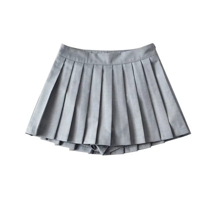 2024 Summer College Style Age-Reducing Anti-Exposure A-Line Short Skirt for Women, Mid-Waist Pleated Skirt with Short Front and Long Back