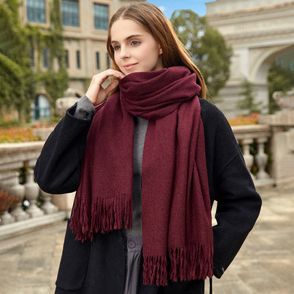 Wool Cashmere Scarf Autumn and Winter Versatile Pure Color Scarf Women's Winter Warm Women's Shawl Scarf Korean Atmosphere