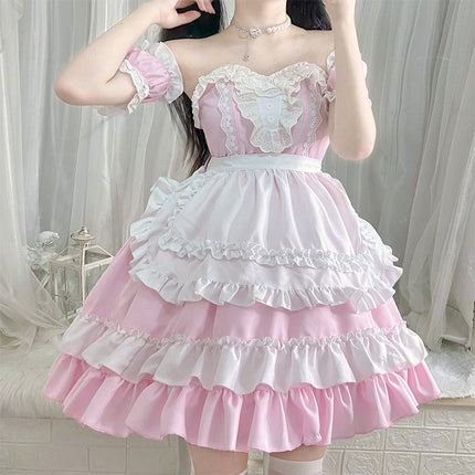 Exported to Japan Two-Dimensional Pink Loli Maid Costume Cosplay Anime Role-Playing Cafe Dress