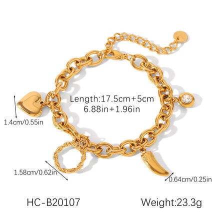 European and American Cross-Border Ot Buckle Heart-Shaped Pendant Stainless Steel Bracelet for Women, Non-Fading, High-End Heart Jewelry, Titanium Steel Jewelry