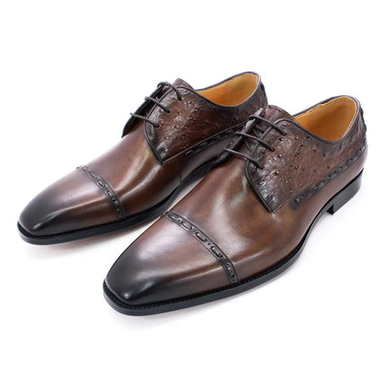 Autumn New Business Formal Men's Leather Shoes Three-Joint British Style Pointed Toe Carved Shoes Wedding Groom's Leather Shoes