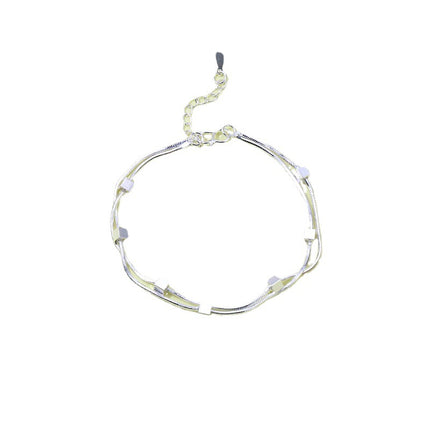 Bracelet Female Student Korean Style Temperament Simple Double Layer Brushed Square Bracelet Girlfriend Bracelet Mori Style Retro Bracelet