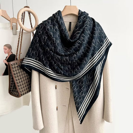 Spring and autumn texture silk wool scarf women's autumn and winter silk wool large square scarf warm shawl dual-purpose women's all-match temperament