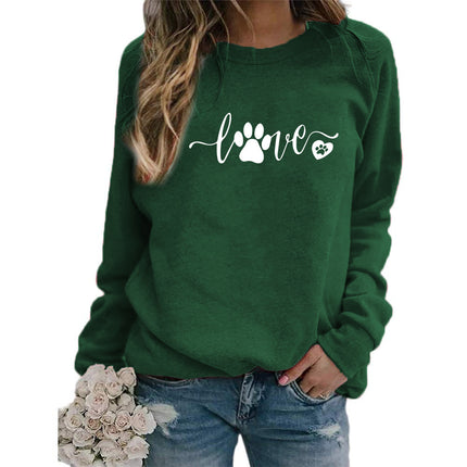 2021 AliExpress Amazon ebay cross-border love dog foot letter printed crew neck vests Europe and the United States autumn and winter