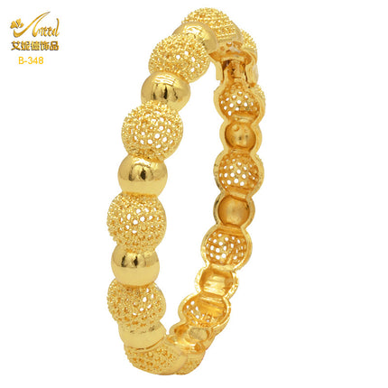 Cross-Border fashion Vietnam Gold hollow bracelet vacuum plating 24k not easy to fade wedding vintage carved bracelet
