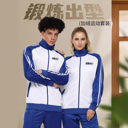 Spring and Autumn Couple Sports Suits for Male and Female Students Casual Sportswear Group Printable Logo Class Uniforms Customized School Uniforms