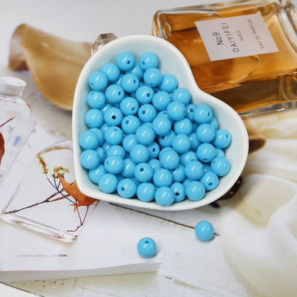 Solid color acrylic round beads handmade beaded diy accessories material Yiwu jewelry manufacturers wholesale candy color beads