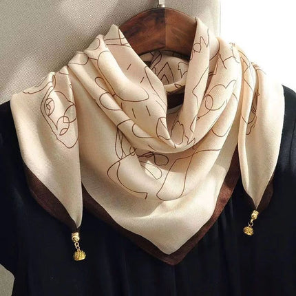New 65.65 Magnetic Buckle Scarf Women's Square Scarf Winter Lazy Pendant Ins Scarf Scarf Decorative Fashion All-match
