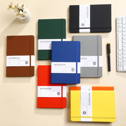 A5 imitation leather strap notebook cross-border in stock business office hard leather notebook elastic band notepad can be customized