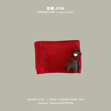 Qiunan Kidsren's Scarf Red New Year's Christmas Festive Warm Knitted Scarf Winter Windproof Neck Cover for Boys and Girls