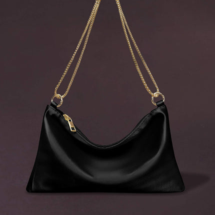 Amazon Cross-border Satin Artificial Silk Satin Women's Niche Simple Chain Armpit Square Bag Party Dinner Bag