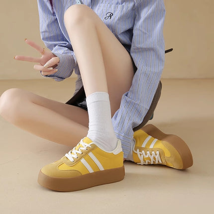 Small 7cm Inner Height Red German Training Shoes Women's 2025 Spring New Retro Thick Sole Casual Soft Leather Board Shoes