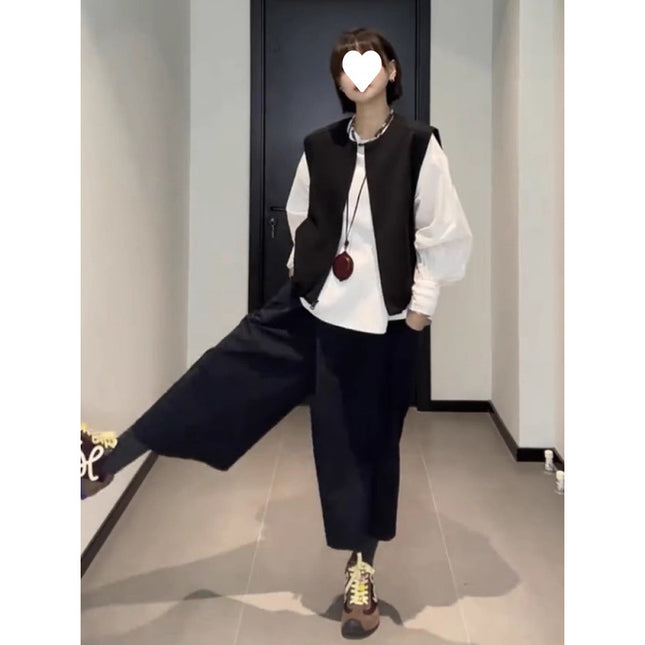 Fat Design Elastic Waist High Waist Skirt Women's Spring Large Size Pear-Shaped Figure Slimming Wide Leg Culottes