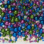 3-10mm flatback pearl resin rhinestones mixed assortment, 30g/pack / Semi-round pearls mixed with dark blue-green color—s