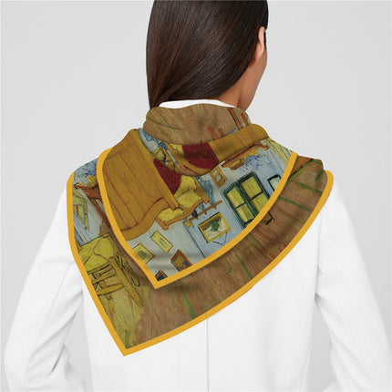 European style 90cm New famous painting Van Gogh oil painting bedroom women's fashion shawl large square scarf scarf picture frame scarf scarf