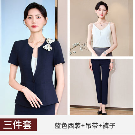 Stewardess Professional suit Women's Summer Suit Dress Dress Female Teacher Sales Department Hotel Front Desk Work Clothes Uniform