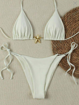 A12 Cross-Border New Swimsuit Women's Pure Desire Bikini European and American Three-Point Bikini Pure Color Swimsuit Amazon Fast Sale