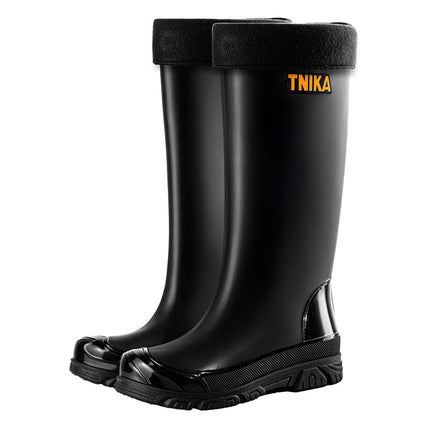 Casual High-Top Men's Rain Boots, Luya All-Purpose Wading Shoes, Reflective Beam Mouth, Extra High Rubber Shoes, Non-Slip Black Rain Boots
