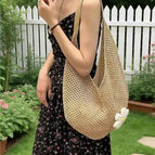Brown large flower bag