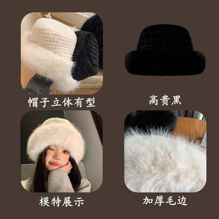 Plush landlord hat women's autumn and winter new cold-proof warm hat northeast basin hat ear cap face small fisherman hat tide