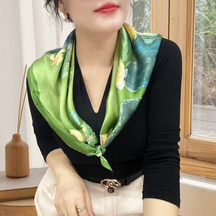 Spring and Summer 70cm Small Square Scarf Women's Autumn and Winter New Foreign Style Fashion All-match Shake Tone Same Scarf Scarf