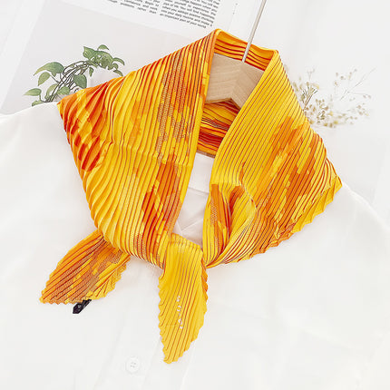 Crumpled Scarf Women's Spring and Summer Elegant Printed Diamond Scarf Korean Style Professional Small Scarf All-match Decorative Thin Scarf